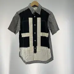 【中古】COMME des GARCONS GANRYU ドッキング半袖シャツ サイズS EK-B002 チェック ガンリュウ コムデギャルソン[19]