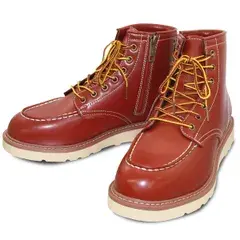 新品 [God & Bless] ゴッド＆ブレス ワークブーツ メンズ レディース モック ジップアップ 衝撃吸収インソール付き (RED BROWN measurement_27_point_0_centimeters)