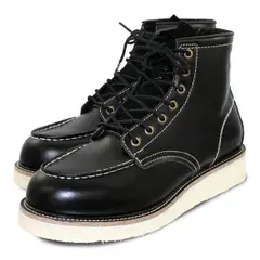 新品 [God & Bless] ゴッド＆ブレス ワークブーツ メンズ 本革 モック アーチサポートインソール付き ワーク アメカジ (BLACK measurement_27_point_0_centimeters)
