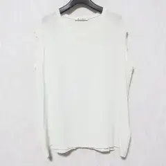 良品 BARENA バレナ シルク100％ カットオフ ノースリーブ ブラウス カットソー XS オフホワイト レディース 古着 中古 USED