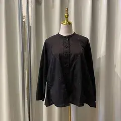 【東あずま店　併売品】　希少　Haat　ハート　ISSEY MIYAKE イッセイミヤケ　刺繡　ブラウス シャツ トップス　レディース　blouse　shirt　Tops　ladies　ブラウン