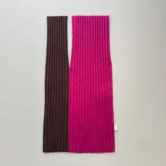 me ISSEY MIYAKE ミーイッセイミヤケ プリーツ トートバッグ バイカラー ピンク ブラウン 起毛 畝 ポリエステル100% 軽量 折 【D593】