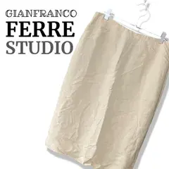 GIANFRANCO FERRE  ジャンフランコフェレ クリーム レディース スカート ひざ丈スカート タイトスカート ナチュラル ソリッドカラー ミディ丈 エレガント モード【Lサイズ相当】309TY