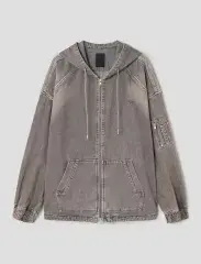 25fw ジュンジェイ ベージュ デニム フードジップアップ M 新品