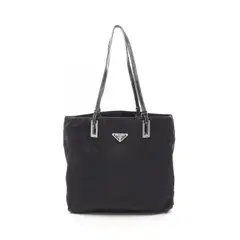 プラダ PRADA トートバッグ ブラック ナイロン レザー トライアングルロゴ トートバッグ レディース Used B