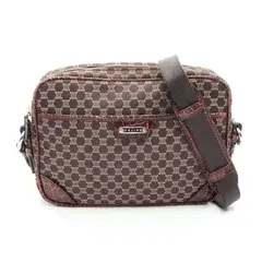セリーヌ CELINE ショルダーバッグ マカダム ベージュ/ダークブラウン キャンバス レザー マカダム ショルダーバッグ レディース Used A