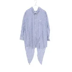 バレンシアガ BALENCIAGA ロゴ刺繍 オーバーサイズ ストライプ コットン シャツ レディース Used B