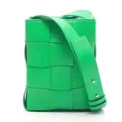 ボッテガヴェネタ BOTTEGA VENETA ショルダーバッグ カセット ミニ クロスボディバッグ 729298 グリーン レザー カセット ミニ クロスボディバッグ レディース Used A