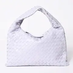 極美品 BOTTEGA VENETA ボッテガヴェネタ スモール ホップ イントレチャート ワンショルダーバッグ レザー パープル 中古 4a006399