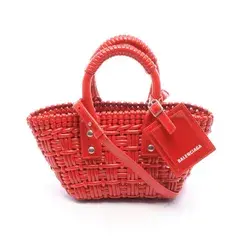 バレンシアガ BALENCIAGA ハンドバッグ BISTRO ビストロ XXS ストラップ付きバスケット 2WAY 678028 メタリックレッド エナメル ビストロ バスケットバッグ XXS レディース