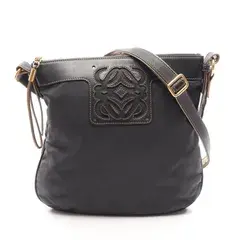 ロエベ LOEWE ショルダーバッグ アナグラム ブラック/ゴールド ナイロン レザー アナグラム ショルダーバッグ レディース Used B