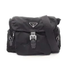 プラダ PRADA ショルダーバッグ ブラック ナイロン レザー トライアングルロゴ ショルダーバッグ レディース Used B