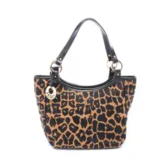 フェンディ FENDI ショルダーバッグ レオパード 8BH156 ブラウン/ブラック キャンバス レザー レオパード トートバッグ レディース Used A