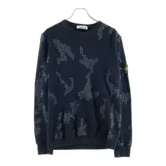STONE ISLAND (ストーンアイランド) Check Grid Sweatshirt チェック柄 ロゴ刺繍ワッペン クルーネック長袖スウェットトレーナー ブラック 6715635E2