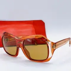 LANVIN ランバン ヴィンテージ サングラス オーバーサイズ アンバー オレンジ系 ゴールド金具 ケース付き フランス製