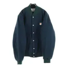 MAISON KITSUNE (メゾンキツネ) WOOL TEDDY JACKET ウール フォックスヘッド ロゴ刻印スナップボタン テディジャケット ブルゾン グリーン HU02208WM0002