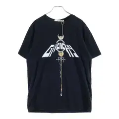 GIVENCHY (ジバンシィ) ネックレスチェーン ロゴ プリント 半袖カットソー Tシャツ ブラック BW706P3Z23