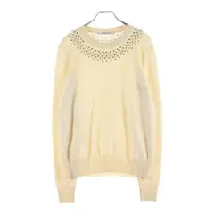 GIVENCHY (ジバンシィ) ビジュー装飾 カシミヤ混 クルーネック ニット セーター ベージュ レディース