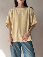 【ISSEY MIYAKE】80s Plantation inn. リネン トップス / M ベージュ プルオーバー シャツ レディース アーカイブ 90s T6-05010-9237.