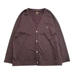 良品 Needles ニードルス V-Neck Cardigan Vネック カーディガン ジャケット ジャージー カットソー ロゴ 刺繍 茶 ブラウン メンズ 古着 中古 USED