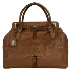 FENDI(フェンディ) ハンドバッグ美品  セレリア 8BN156 ブラウン 型押し加工 レザー