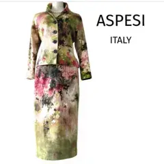 美品 高級アスペジ イタリア製 美ライン 絵画のような素敵なセットアップ 秋冬物 11号