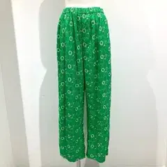 JP-100090 ジュンヤワタナベ コムデギャルソン JUNYA WATANABE COMME des GARCONS シルク花柄刺繍 ウエストゴムパンツ グリーン×白 フリーサイズ 1996年S/S