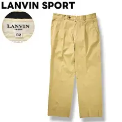 【デサント製】 日本製 ランバン スポーツ LANVIN SPORT ストレッチ コットン チノ スラックス パンツ ジップアップ シングルステッチ 82 シャドーストライプ ベージュ ゴルフ メンズ