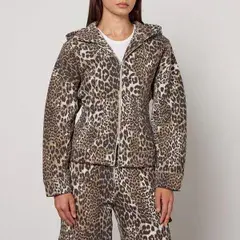 ガニー レディース アウター パーカー・スウェット フリース Ganni Womens Fleece Zip Hoodie Leopard アニマル
