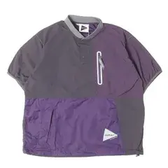 【新品】and wander アンドワンダー Tシャツ パープル系 M 24SS GRAMICCI ナイロン パッチワーク ウィンド Tシャツ Patchwork Wind Tee トップス カットソー コラボ【メンズ】