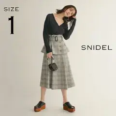 【タグ付き新品★定価13,200円】SNIDELスナイデル フレアミドルトレンチスカート SWFS202089 1(M) グレー チェック柄 【送料無料】