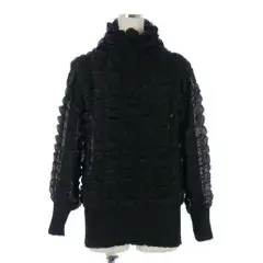 イッセイミヤケ ISSEY MIYAKE FETE プリーツ ギャザー トップス ハイネック 長袖 2 黒 ブラック IF84FJ760