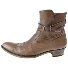 5351 POUR LES HOMMES (5351プールオム) バックル付き レザーショート ヒールブーツ ブラウン 0250062001