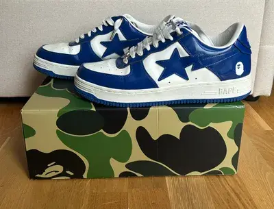 A Bathing Ape Bape Sta Patent Leather White Blue