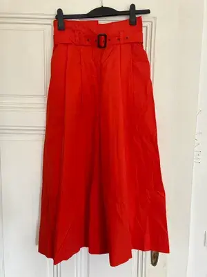 Designer Hose / Aspesi / corall orange rot / weite Hose mit Gürtel