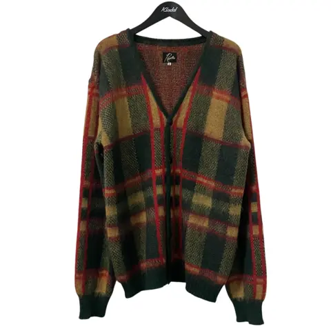 Mohair Cardigan Tartanチェック柄VネックカーディガンLQ273