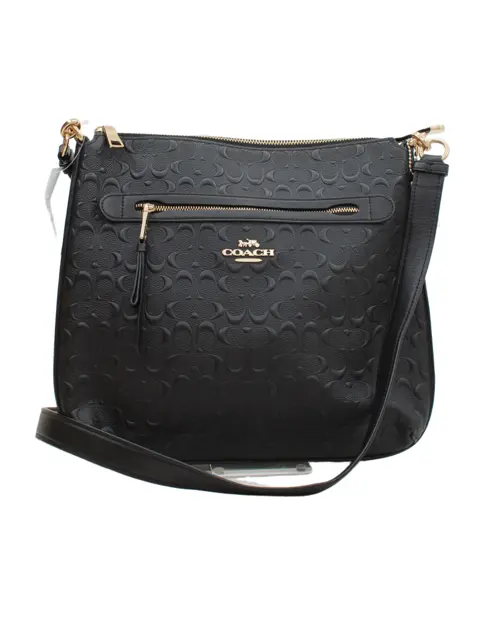 Coach Women's Bag Black Graphic 100% Leather Crossbody