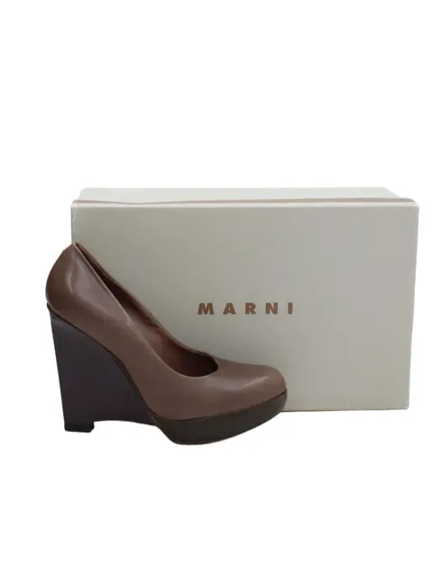 Marni Women's Heels UK 5.5 Brown 100% Leather Platform