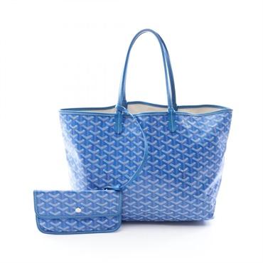 GOYARD Saint Louis PM Tote Bag PVC coated canvas leather Blue Used Women