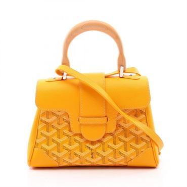 GOYARD Saigon Mini Shoulder Handbag PVC coated canvas leather Yellow Used