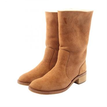 CHANEL COCO Mark Medium Boots #39 G27848 Mouton Brown Used Women CC