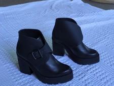 Miista Heeled Ankle Platform Boots FLAWS Black Size 8.5 US 39 EU