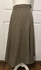 Miguel Adover Wool Brown Wool Silk Blend Skirt Flared Full Midi Skirt Size 2