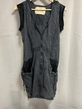 fornarina sleeveless denim long black full zip jacket