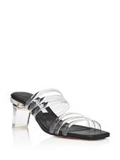 MISTA Womens Black Helena Square Toe Block Heel Slip On Leather Slide Sandals 37