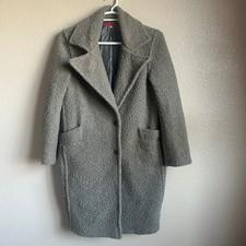 Eckhaus Latta Cocoon Coat Grey Boucle Wool Blend Notched Lapel Mid Length
