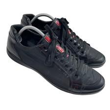 Prada Vintage Men's Black Patent Leather Nylon Sneakers 4E 2439 Size 8.5 Shoes