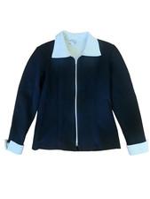 MARTINO MIDALI BASIC WOMEN'S BLACK/CREAM ZIP FRONT STRETCH BLAZER SIZE 44-EUC