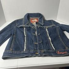 Y2K Fornarina Denim Jacket Womens L Cropped Phoenix Embroidered Distressed