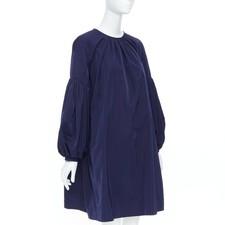 CALVIN KLEIN 205W39NYC Raf Simons navy polyester bishop sleeve  dress IT38 XS